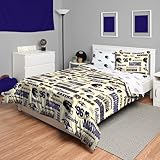 FOCO Baltimore Ravens NFL Retro Bed in a Bag Comforter Bedding 5 Piece Twin Set