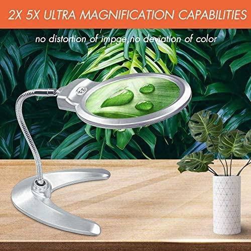 Lupe mit Licht und Ständer, freihändig faltbares Design, dimmbare Linse, multifunktional für Arbeiten in der Nähe, Leselupen Stabilize
