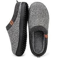 MERRIMAC Mens Slip-on Slippers Comfy Memory Foam Non-slip Indoor House Shoes Dark Grey,7/8 UK