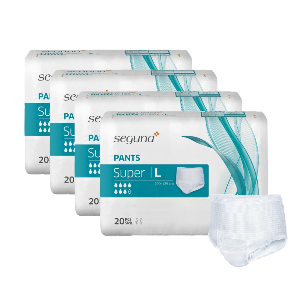 SEGUNA Pants Super, Inkontinenz Pants, Windelhosen für Erwachsene, Frauen, Männer, Inkontinenzhosen bei Blasenschwäche (L (Sparpaket 4 x 20 Stück))