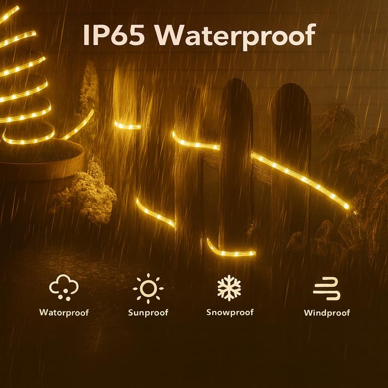 Image of HashWOW VS 35 Meter LED Rope Light for Indoor and Outdoor Decorations-Waterproof Decorative Light for Ceiling | LED Pipe Light for Home Decor | Led Lights for Diwali Decoration, (Warm White)