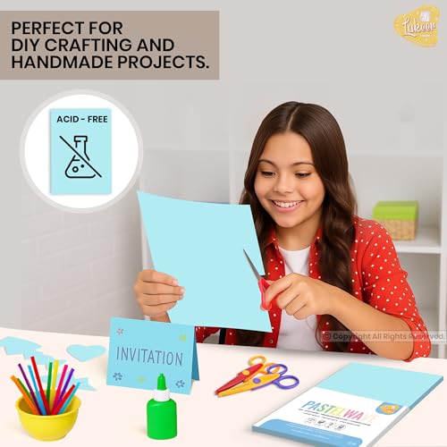 Image of Lakeer A4 Pastel Color Paper- Pastel Blue Colour, Pack of 50 Sheets | 150 GSM Thick for Arts and Crafts, Printing, DIY Projects, Etc