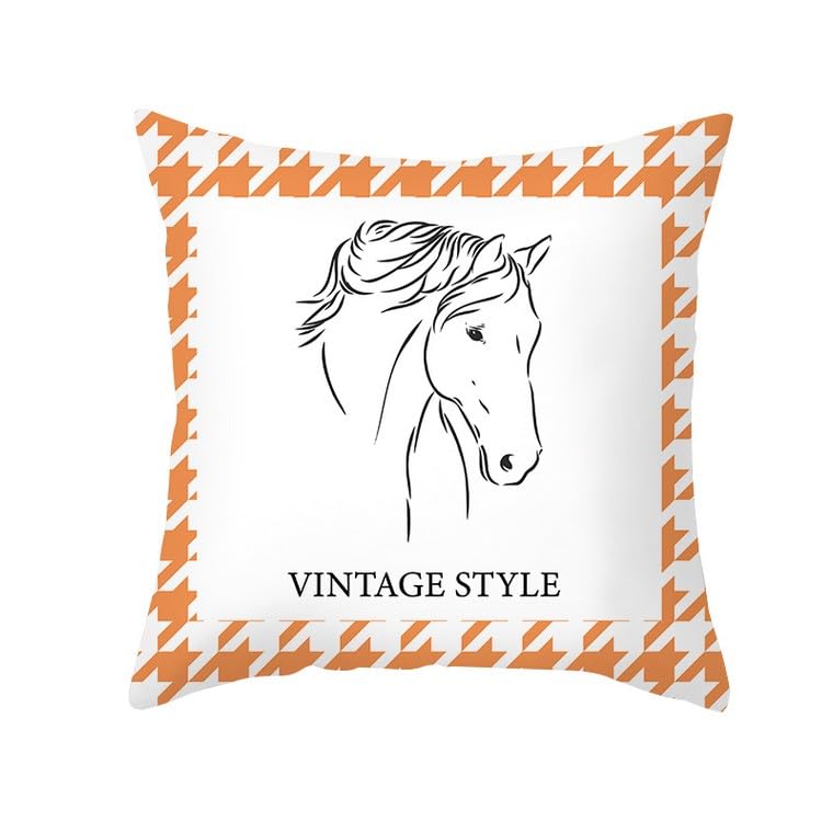 CEVAN Tissu Polyester Housse De Coussin De Jardin Taie d'oreiller Deco Cheval Housse Coussins Canapé Taie d'oreiller Vision Orange Linge Housses De Coussin...