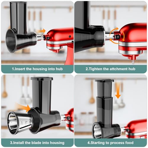 Image of Slicer Shredder Attachment for Kitchenaid Stand Mixer, Salad Machine with Vegetable Slicer, Salad Maker, Food Slicers Cheese Grater Attachments for Kitchenaid Mixer Dishwasher Safe, Black