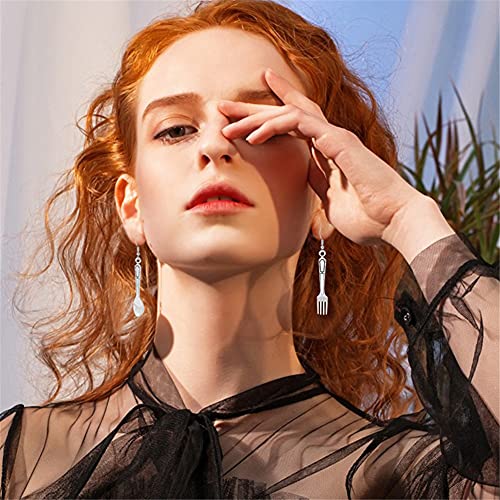 CHUNYANAN Vintage Creativity Tableware Spoon Fork Asymmetry Dangle Earrings Mini Simulation of Handmade Alloy Earrings for Women4