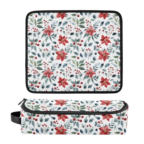 Christmas Leaves Flowers Marble Hair Tools Travel Bag Heat Resistant Mat for Irons Straighteners Curling Iron Hair Care Accessories Portable Organizer Bag miniatura 3
