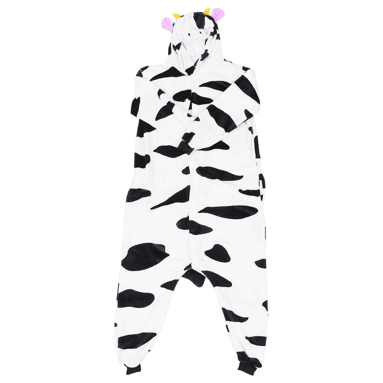 Pigiama Intero Donna in Flanella Stampa Cartone Animali Mucca, Caldo e Confortevole per Autunno e Inverno, per Cosplay e Relax a Casa