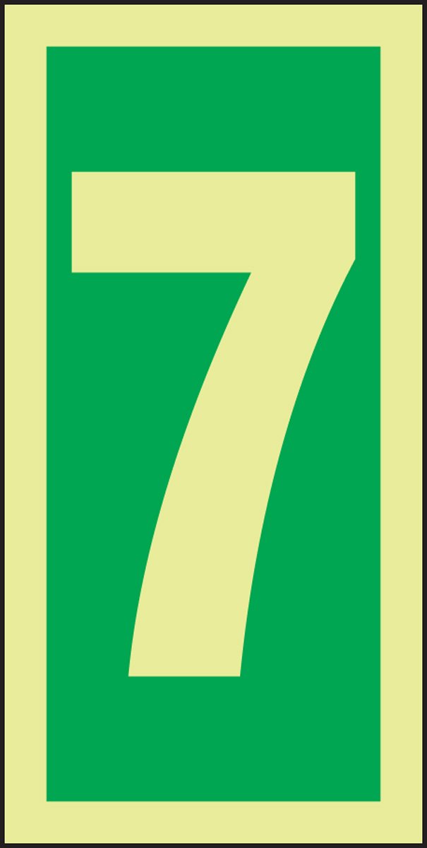 Accuform MLMR307GE Lumi-Glow Flex Adhesive IMO Sign, Legend"(Seven)", 6" Height, 6" Length x 3" Width x 0.010" Thickness, Vinyl, Green on Glow