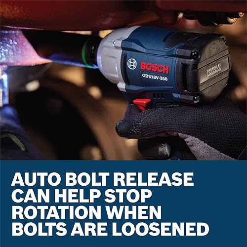BOSCH GDS18V-350N 18V Brushless ½ In. Mid Torque Impact Wrench - 410 Ft.-Lbs Breakaway Torque, 250 Ft.-Lbs Fastening Torque, Compact Design (Bare Tool) - image 5