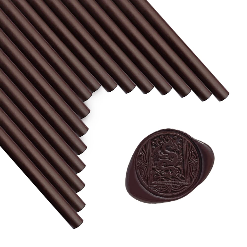 Wax Seal Sticks, ANBOSE 16 Pieces Glue Gun Sealing Wax Sticks for Wax Seal Stamp, Coffee Wax Seal Stick for 0.44 Inch Glue Gun, for Wedding Invitations, Cards, Envelopes
