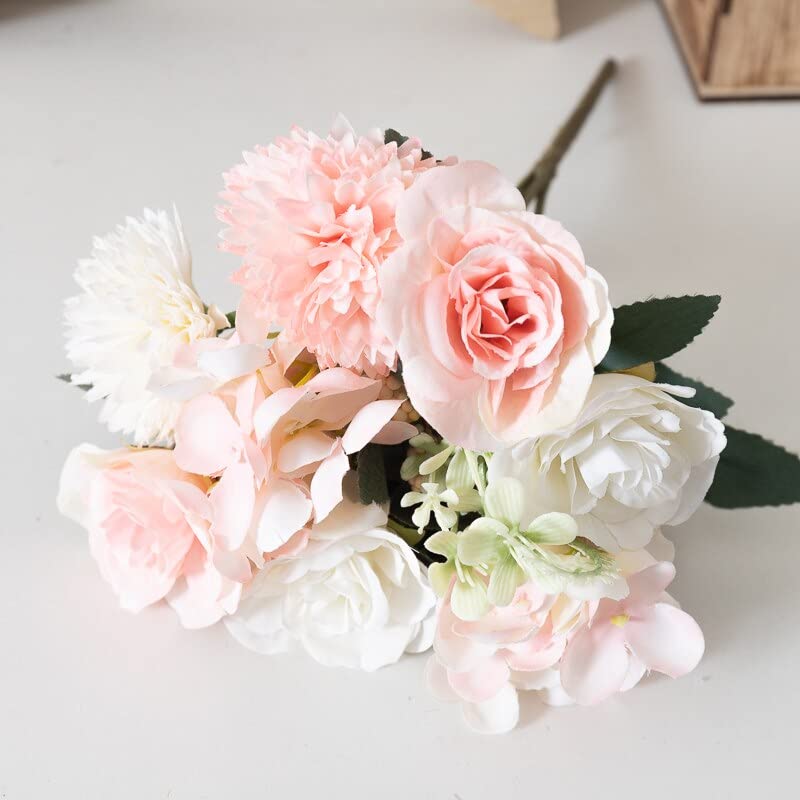 QTYQWC Cuju-Flores Artificiales de Seda Rosa para Boda, Novia, Ramo Decorativo para habitación, jardín, arreglo de Escritorio, Flores Falsas