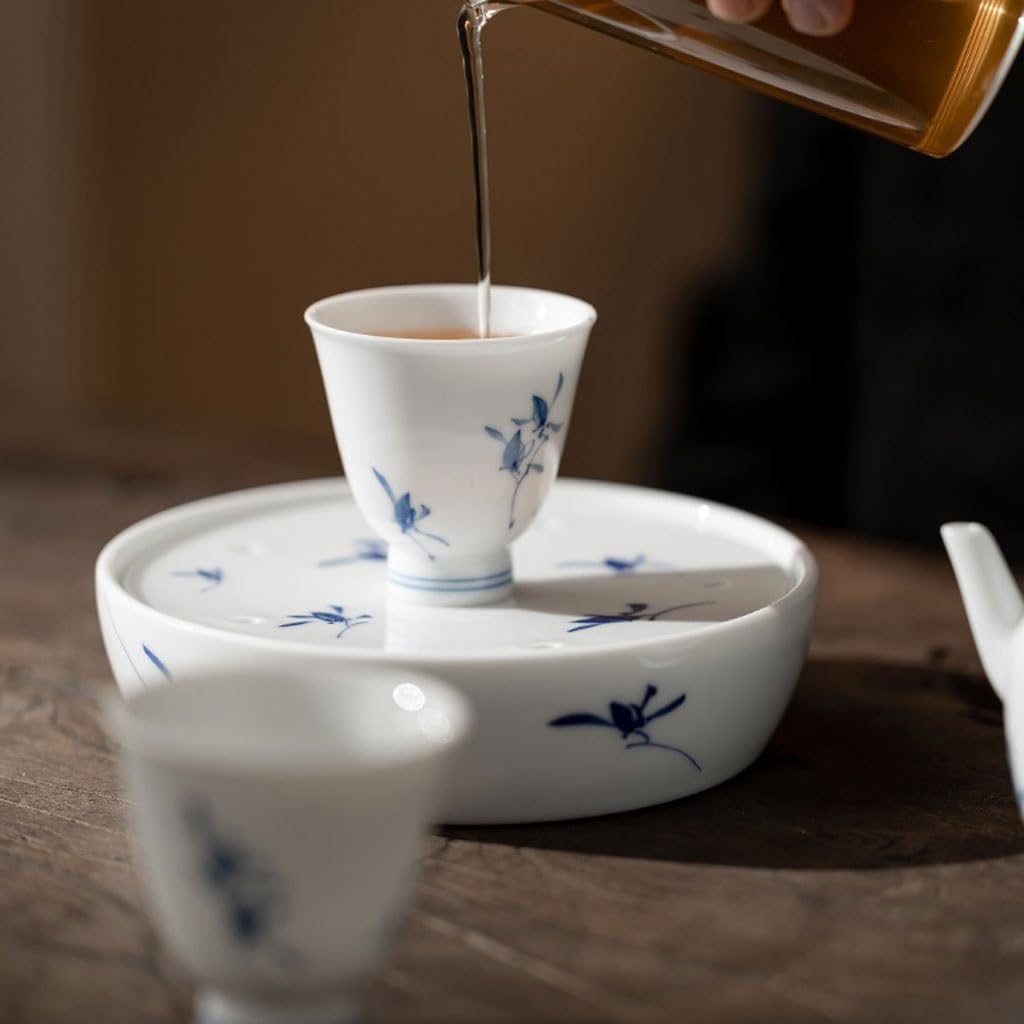 GSOUL Kungfu Tea cup Afternoon Tea Household Cups Hand-painted Butterfly Orchid Ceramic Home Office Kung Fu Set Small Tea Cups