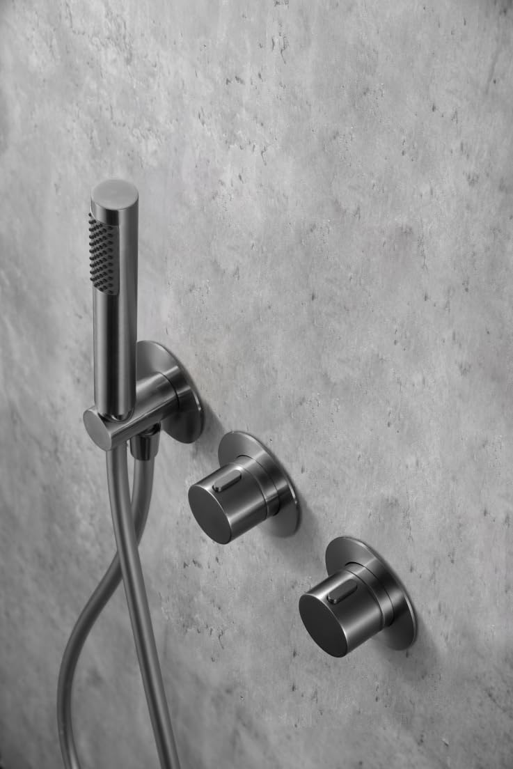 IMEX GTA052/BGM Assen Grifo Termostático Ducha Empotrado 2 Vías Black Gun Metal