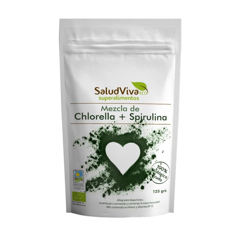 Chlorella y Spirulina Bio 125g – Salud Viva | Superalimento Detox y Nutritivo | Ricas en Clorofila, Proteínas y Minerales | Ecológico, Vegano, Sin Gluten