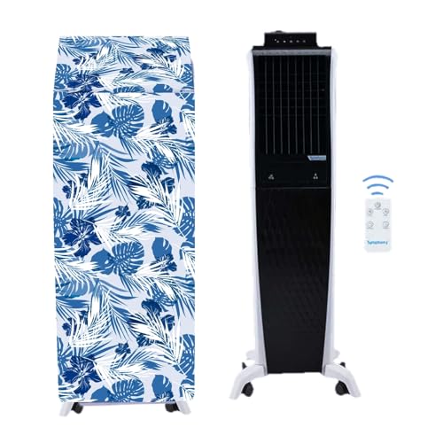Image of PVC Cooler Cover Suitable for Symphony Diet 3D 55i+ 55-Litre Room Air Cooler Waterproof, Dustproof, Size (HxWxD) 134.62X41.91X48.26 Cm, White Blue.