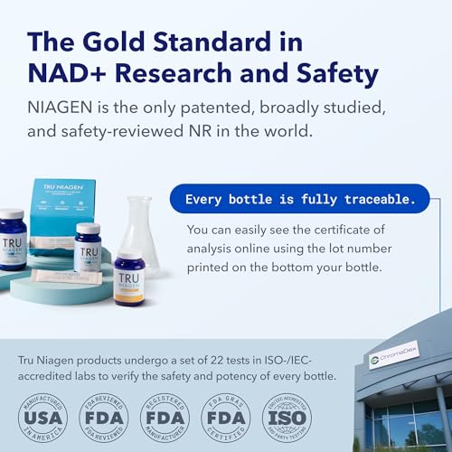 TRU NIAGEN Patented NAD+ Supplement for Anti Aging and Cell Regeneration, Niagen, 60 300 mg Servings | Supports Cellular Energy, Brain, Muscle | Nicotinamide Riboside (NR) Take 2 Daily | 2 Bottles