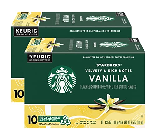 Image of Starbucks Flavored Coffee K-Cup Pods, Vanilla Flavored Coffee, Made without Artificial Flavors, Keurig Genuine K-Cup Pods, 10 CT K-Cups /Box (Pack of 2 Boxes)