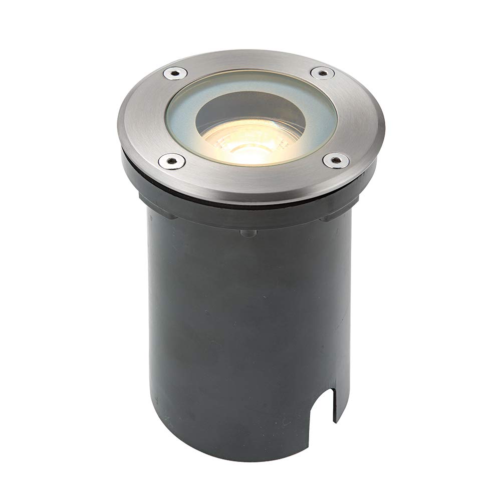 Betta Lighting 50W Round Polished Stainless Steel Outdoor Garden Pathway IP65 Recessed LED Compatible GU10 Walkover Floor Ground Uplighter