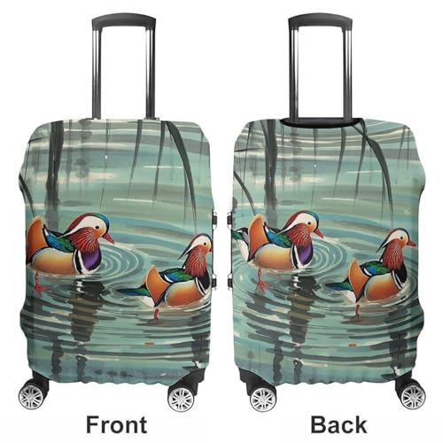 Chinese Style Mandarin Ducks Luggage Cover, Washable Elastic Suitcase Cover Protector Fit 18-32 Inch Luggage3