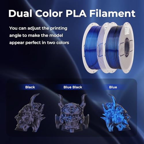 Image of AMOLEN Silk PLA 3D Printer Filament, Dual Color Black Blue PLA 1.75mm, Shiny Color Change Filament 3D Printing PLA Filament for Most FDM 3D Printer, 1kg Spool(2.2lbs)