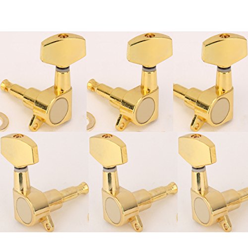 Musiclily Mécaniques Guitare 3x3 scellés pour Guitare électrique ou Folk Acoustique, Doré Bouton Gros Hex