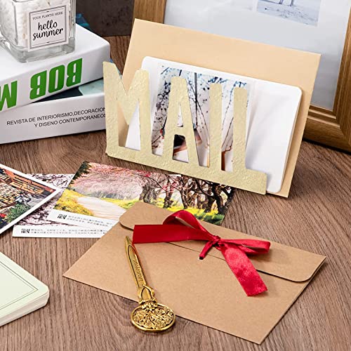 image for KAYLRE KALUROIL Mail Holder Gold Metal Letter Sorter Table Top Mail Cu