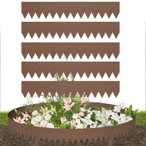 YRHome 5m Verzinkte Metall-Rasenkante – 20cm Höhe Flexible Beetumrandung Rasenkantenband Beeteinfassung wetterfest, rostfrei & mit Clips einfach montierbar für Gärten, Beete, Wege & Rasen Rostfarbe YRHome 5m Verzinkte Metall-Rasenkante – 20cm Höhe Flexible Beetumrandung Rasenkantenband Beeteinfassung wetterfest, rostfrei & mit Clips einfach montierbar für Gärten, Beete, Wege & Rasen Rostfarbe