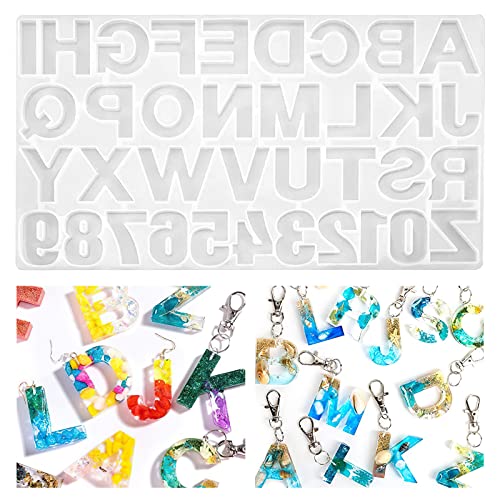 YITIAOXIAOYU Silicone Alphabet Resin molds Digital Alphabet Jewelry Silicone Resin molds Chocolate Alphabet molds for DIY Craft Casting.
