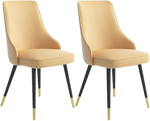 BZGPMFUD Dining Chair Set Of 2 Modern With Waterproof PU Leather Metal Legs(a,Blck gold feet)