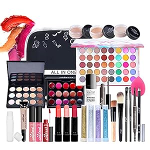 Veelzijdige make-upset, houten verzameling, cosmetica, make-upkoffer, reiscosmetica, set, verjaardag, Kerstmis, cadeauset voor tieners meisjes, met make-uppalet, oogschaduwpaletten, lippenstift