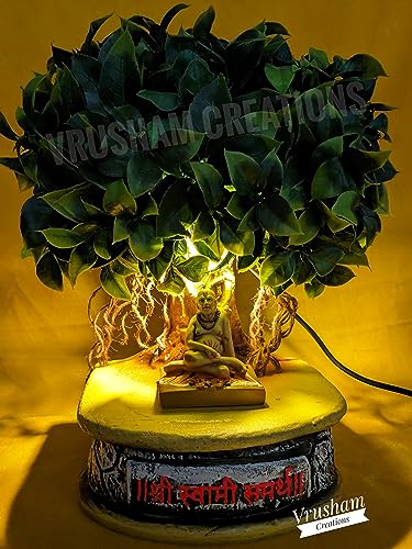 Image of Shri Swami Samarth Murti with Tree 1 Feet (LED Focus Light, resin, Multicolour)