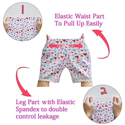 Anktry 2-12 Years Girl's Solid Color Lace Trim Boyshort Underwear Safety Dress Panties 6-Pack4