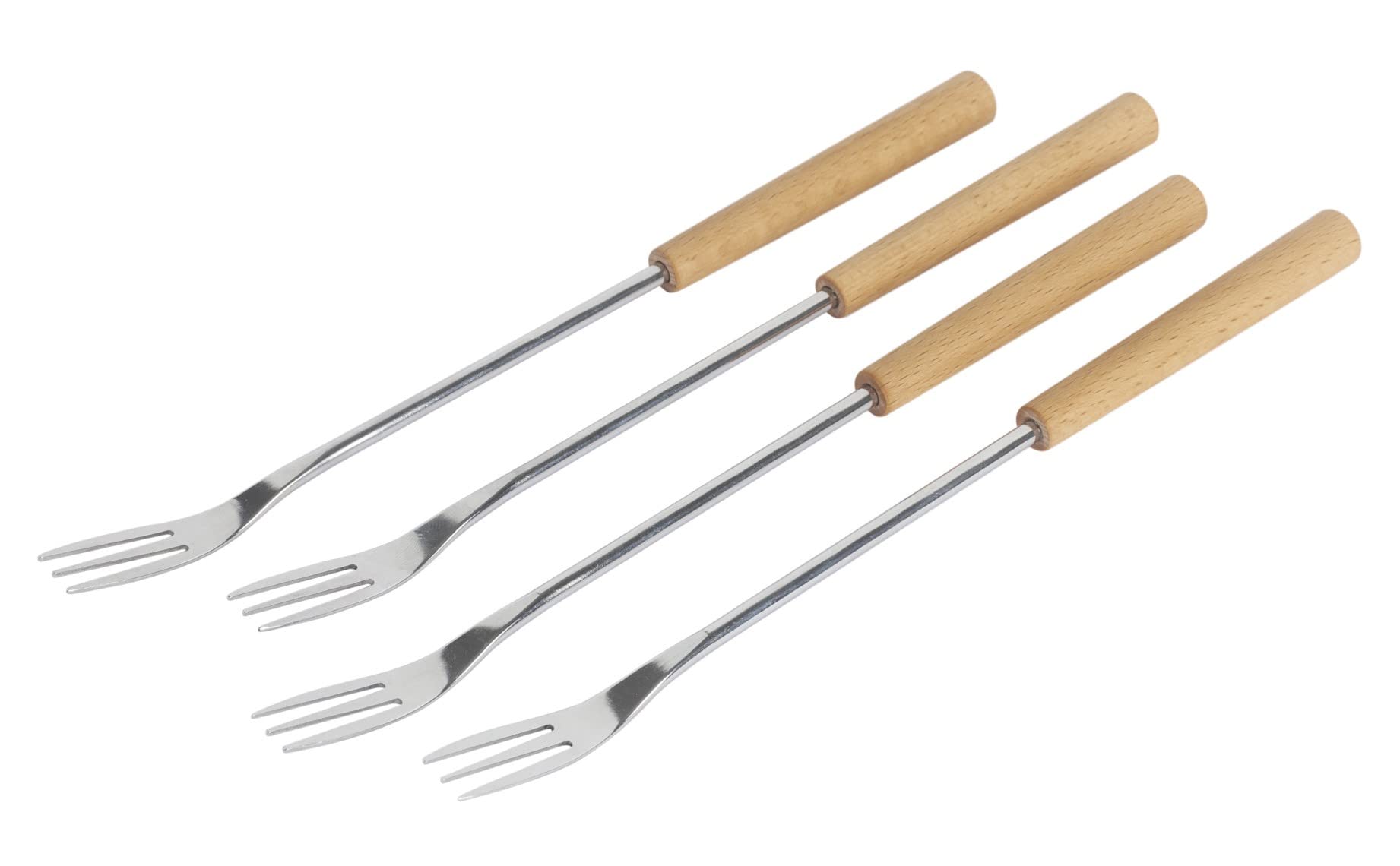 KUHN RIKON Cheese Fondue Forks Beech Wood Set of 4 for Cheese Fondue