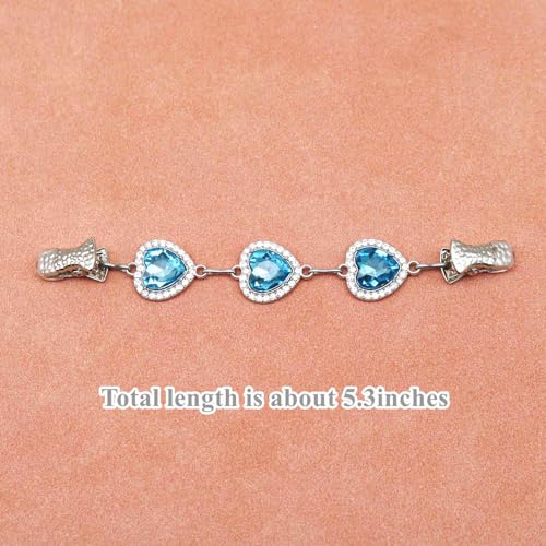 Image of Chain Collar Pins Heart Stone Cardigan Sweater Clip Top Cinch Clip