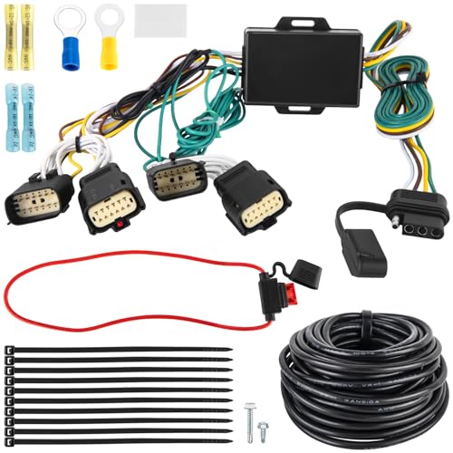 56407 4-Pin Trailer Hitch Wiring Harness Fit for Jeep Wrangler JL/JLU 2018-2024, Jeep Gladiator JT 2020-2024, Towing Wire Harness Kit for JL Trailer Light Connect