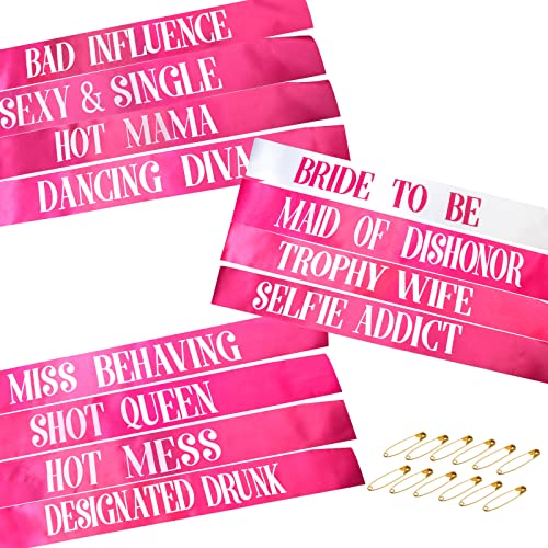 12 PCS Bachelorette Sashes Set, Bride to Be Team Bride Sash Maid ...