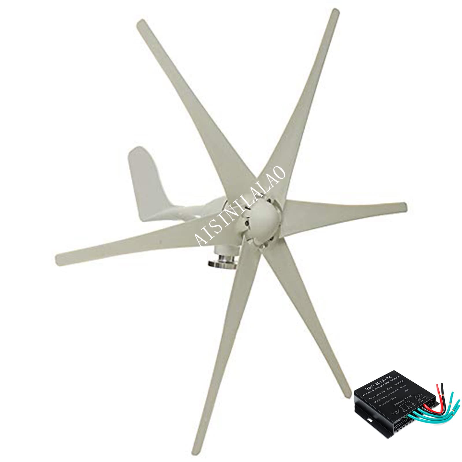 FEICHANGHAO 10000W Horizontal Wind Generator,12V 24V 48V 6 Blades with MPPT Controller Free Energy Vertical Wind Turbine Generator for Home Or Camping (White)