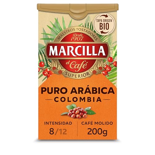 Marcilla Café Molido Colombia | 200 g | Intensidad 8 | Para Cafetera Italiana, de Filtro o Pistón