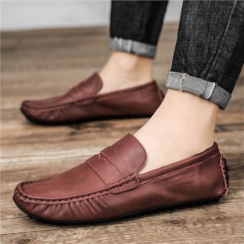 Mens Loafers Round Toe Vegan Leather Driving Shoes Comfortable Lightweight Flexible Walking Casual Slip On4