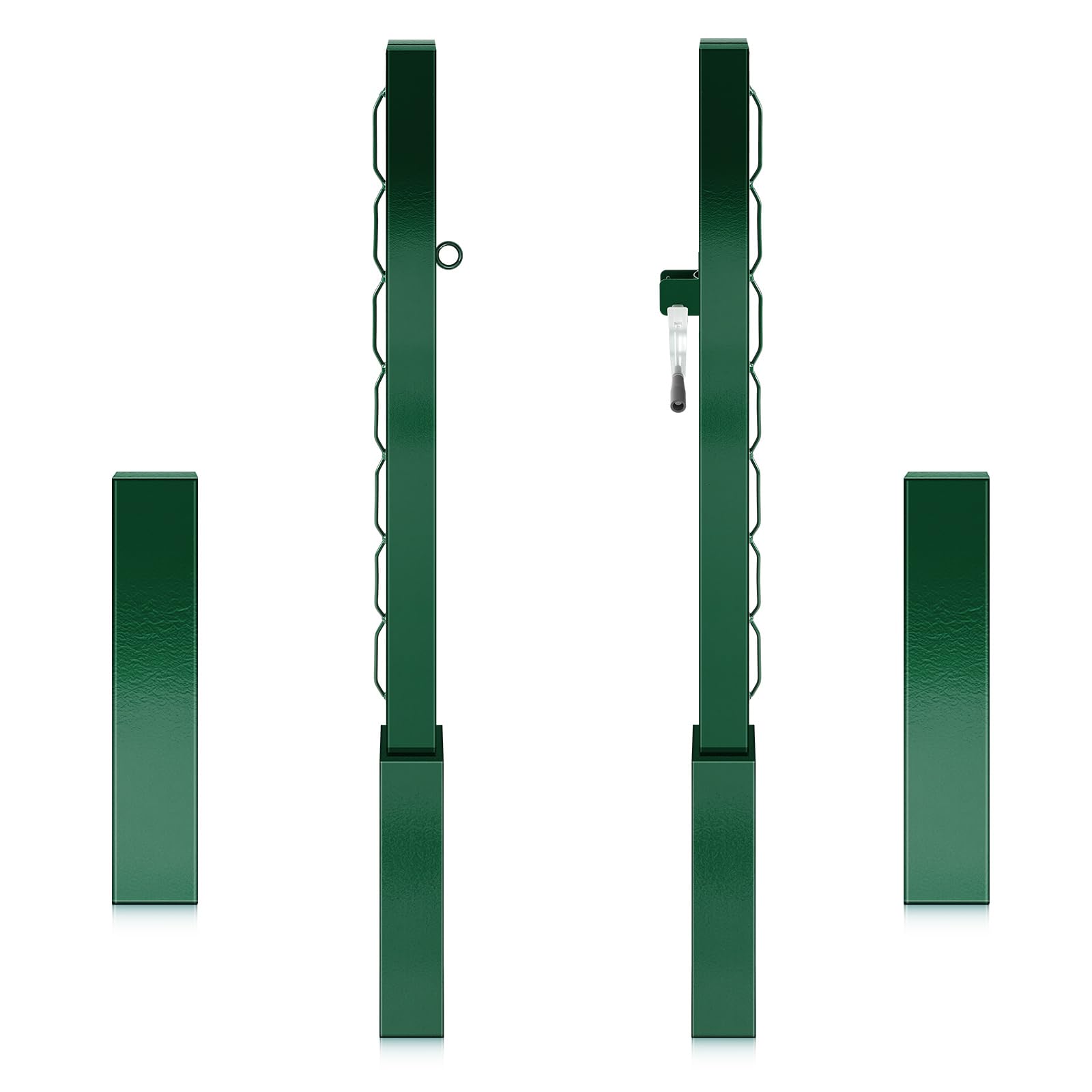 Tennis Posts with Net Crank Outdoor Heavy Duty Professional Green Tennis Permanent Court Kit for Net Quick Fixation System Equipped with a Cable Reel (Square,42.13 inches)