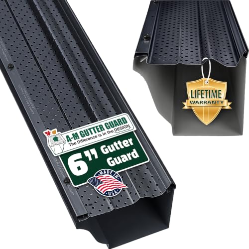 Image of A-M Gutter Guard 6 inch x 200 Ft Black Aluminum, Leaf & Debris Protection, DIY