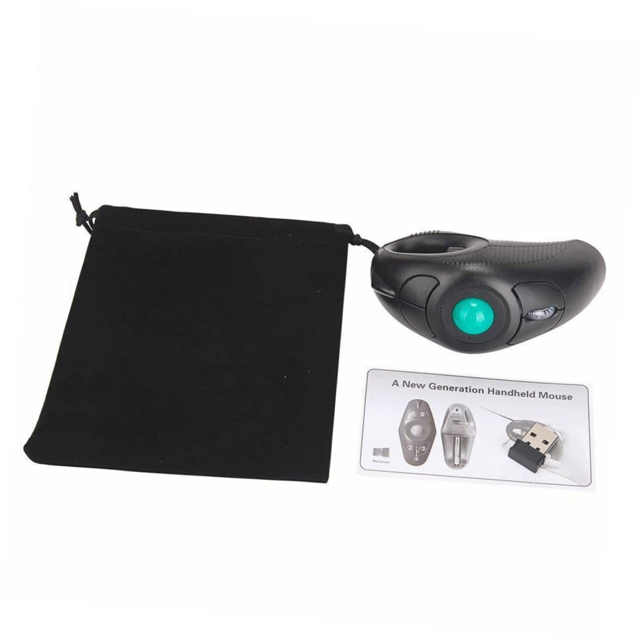 NUOBESTY Ratón Inalámbrico de Mano Trackball, Ratones Inalámbricos de 2,4 GHz y Puerto USB, Control Pulgar para Portátil
