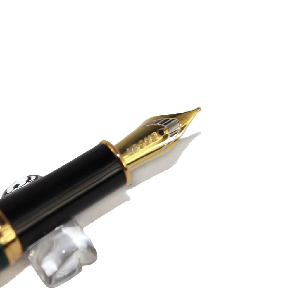 Gullor Executive Arrow Iridium Medium Nib Fountain Pen Baoer 388 Black and Green Stripes, Black and Blue - Image 4