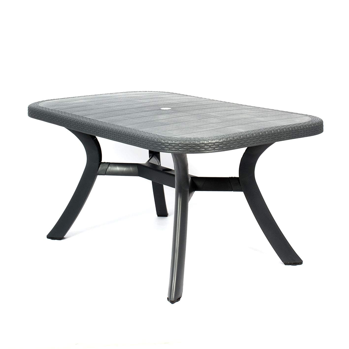 CREVICOSTA QUALITY MARK MARCAS DE CALIDAD - Conjunto Mesa Caribe Rectangular + 6 sillas Caribe de Resina (Antracita)