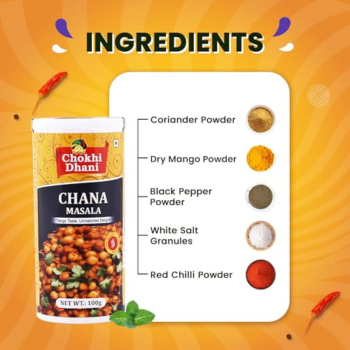 Image of Chokhi Dhani Chana Masala 100g | Chole Masala Powder | Pindi Chole Spice Mix | Authentic North Indian Chickpea Curry Masala | Dhaba Style Gravy Masala | No Artificial Colours