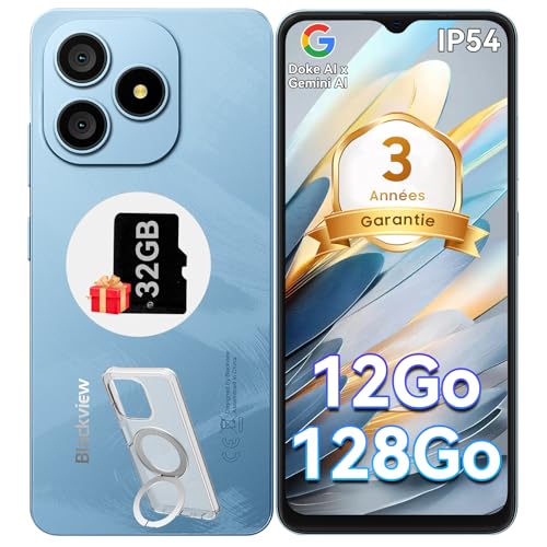 Blackview Wave 9C Telephone Portable Pas Cher 4G, 6.56'' HD+ Smartphone Pas Cher, Téléphone Portable 12Go+128Go/2To TF, Android 15, 5000mAh, 13MP+8MP, Étui...