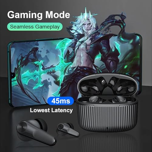 Image of True Wireless Stereo in Ear Earbuds with Environmental Noise Cancellation Quad Mic | Low Latency Gaming | Type-C Fast Charging | IPX5 Waterproof Standard | Bluetooth 5.3 Earbuds TWS [ Black ]