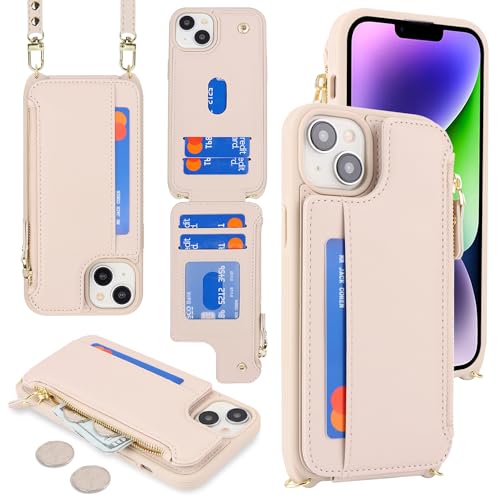 Coque portefeuille pour iPhone 13 avec sangle et pochette zippée - 3