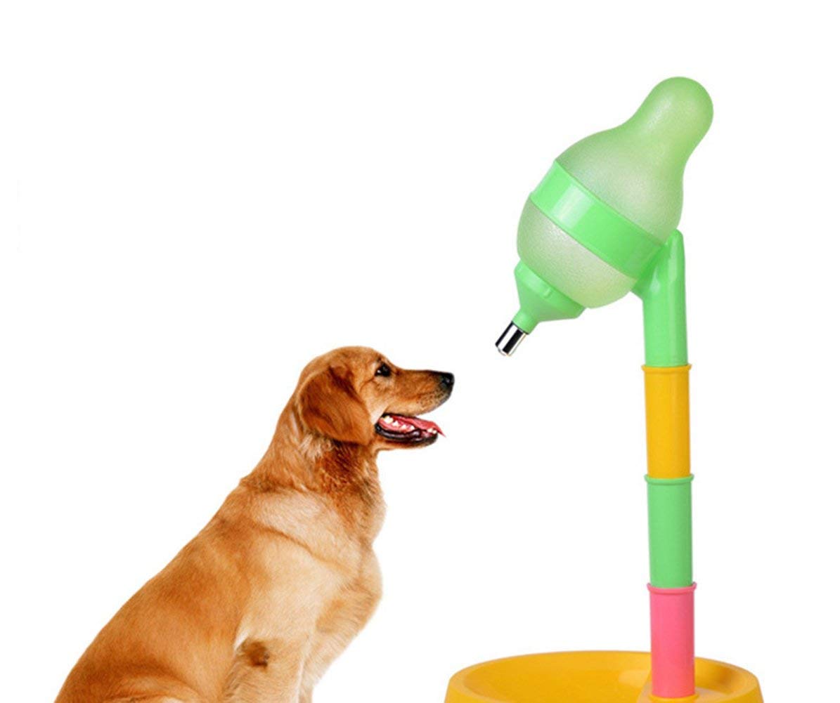 DELIFUR Dog Standing Water Dispenser Cat Cane Ciotola in Piedi con Palo Staccabile Alimentazione Automaticamente Acqua Regolabile Altezza(Giallo)