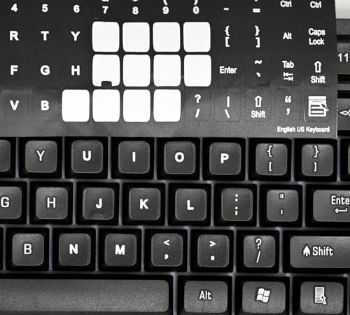 Pegatinas para teclado autoc adhivas fondo negro inglés US miniatura 4
